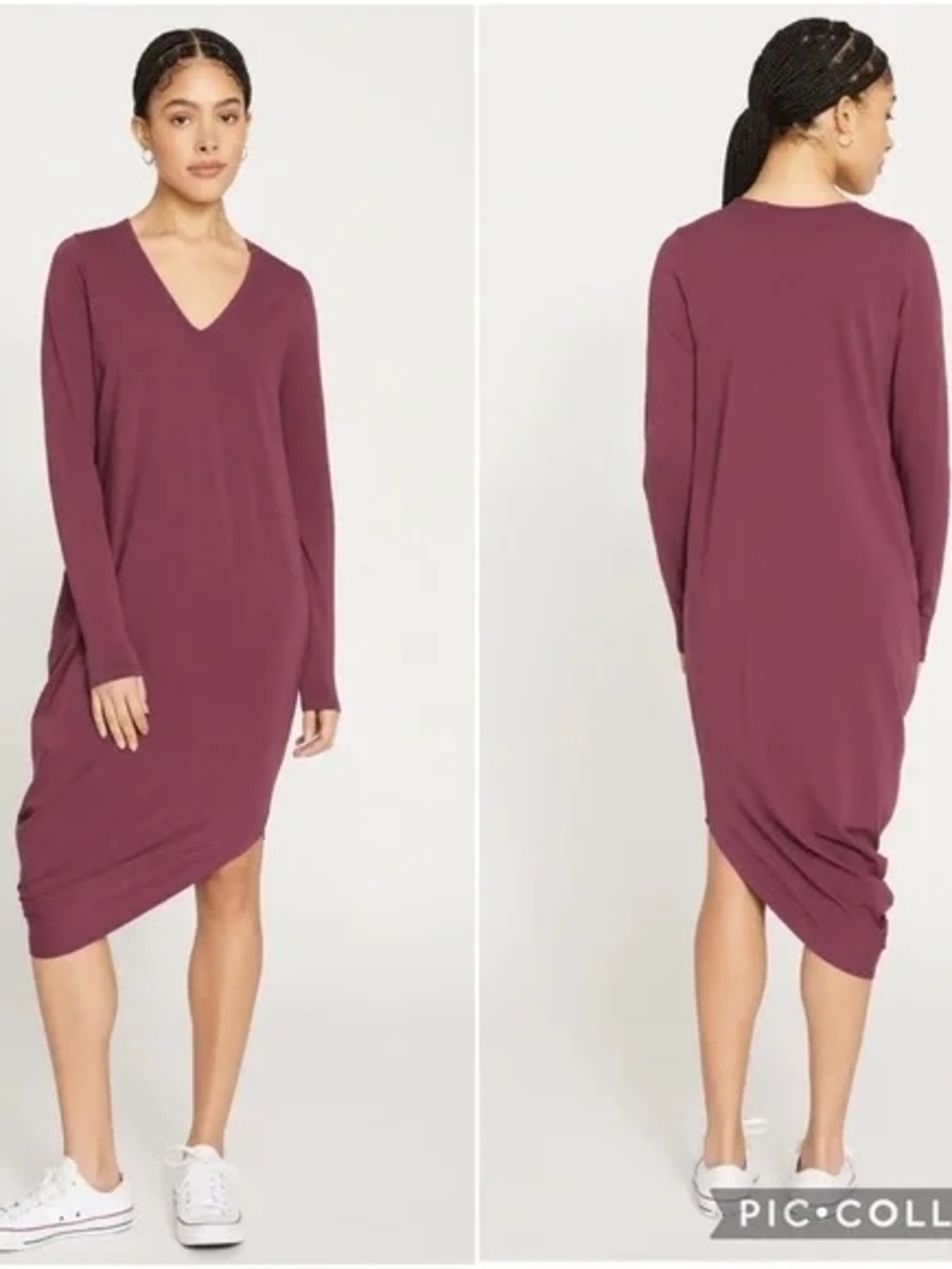 Universal Standard Plum Asymmetrical V-Neck Midi Dress